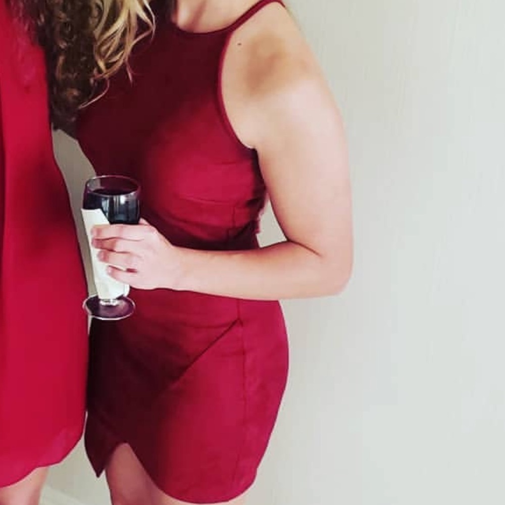 Elegant Maroon Halter Dress